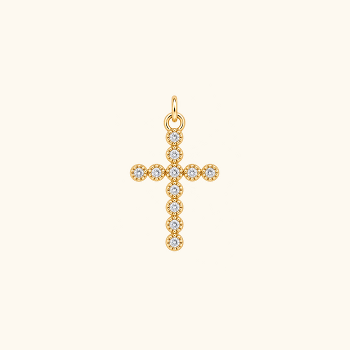 Cross Dot CZ Charm