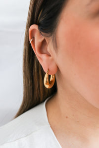 Mini Luna Crescent Hoops | 18K Gold Plated