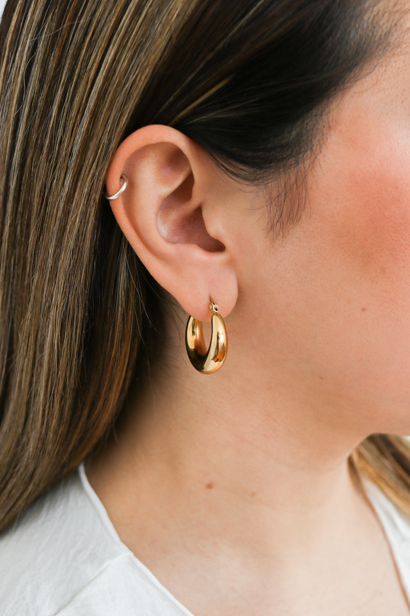 Mini Luna Crescent Hoops | 18K Gold Plated