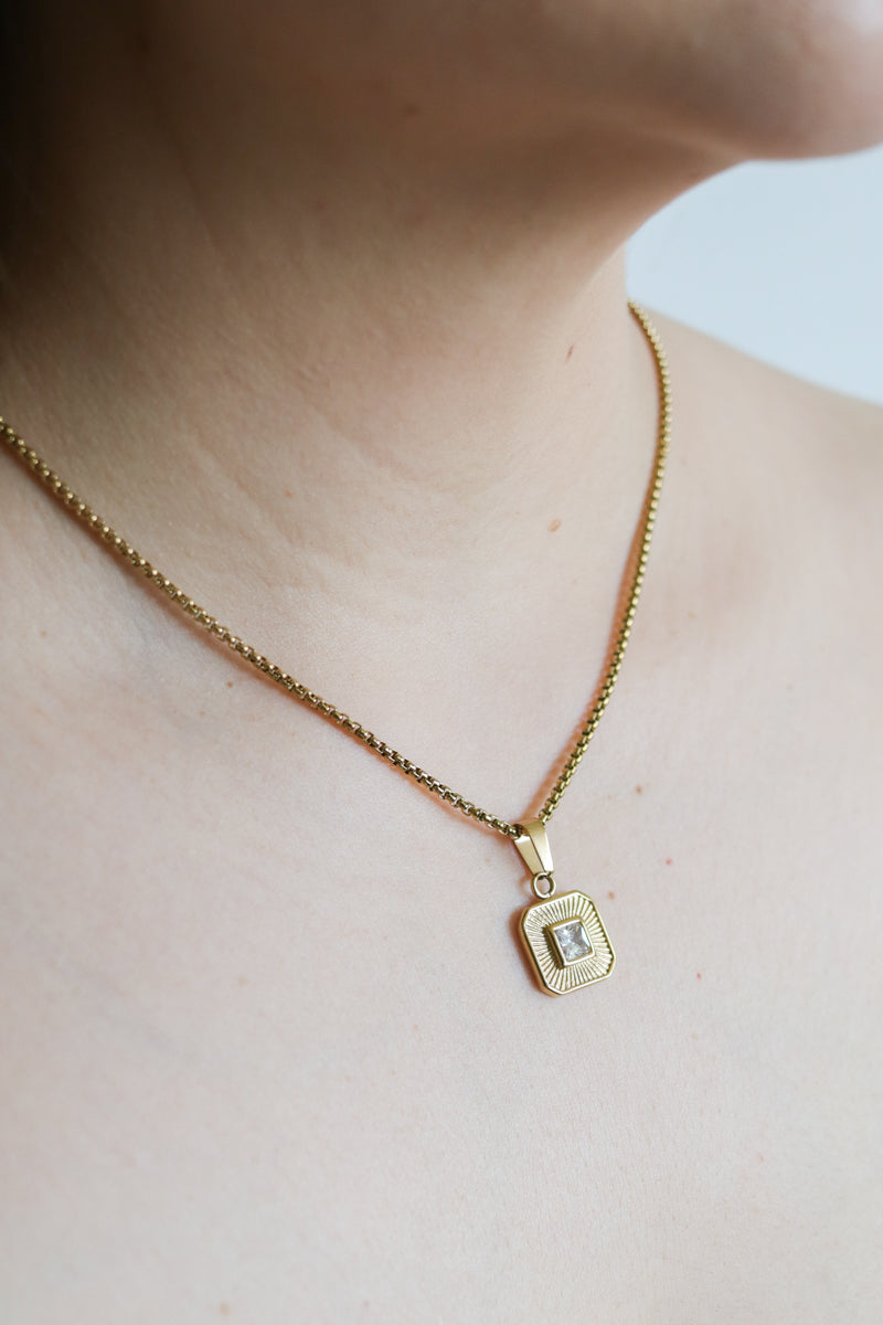 Celine CZ Square Necklace