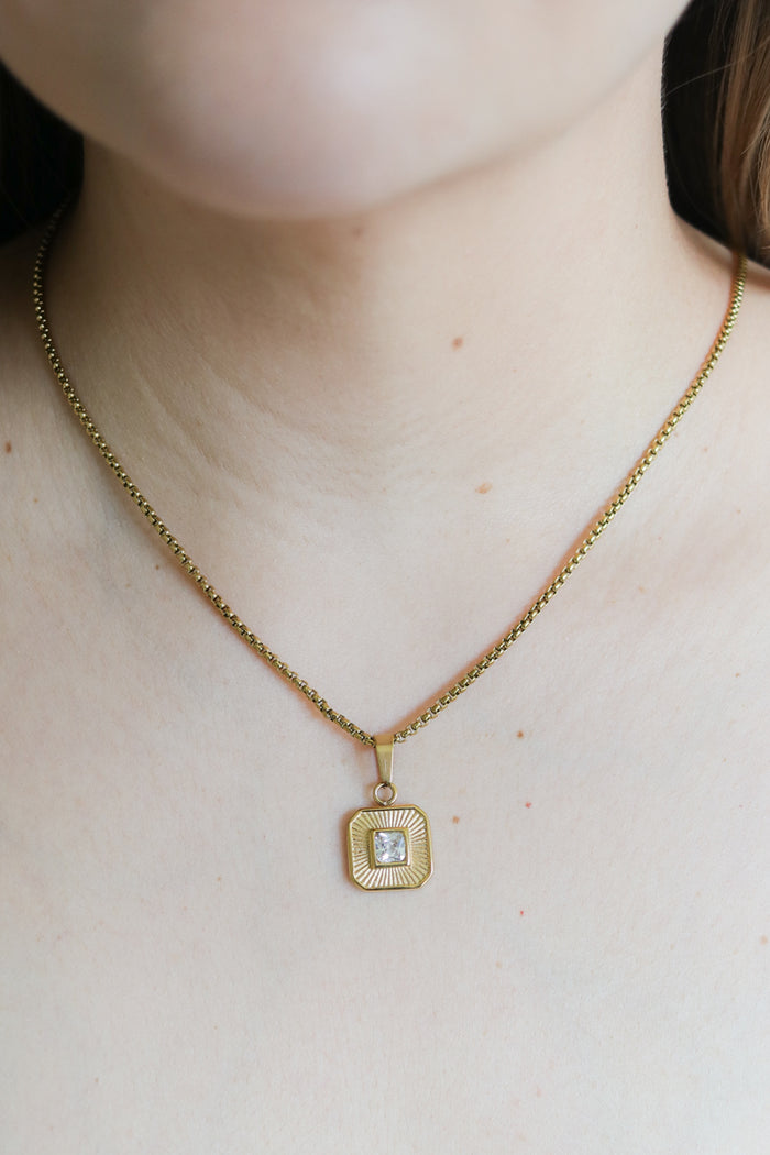 Celine CZ Square Necklace