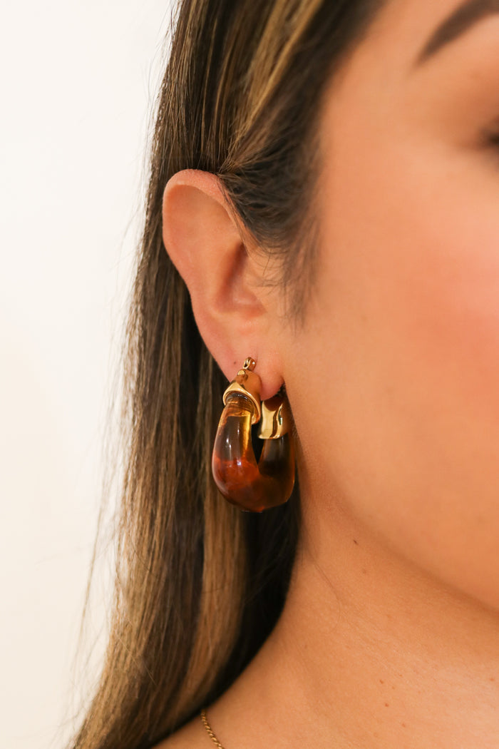 Lena Brown Hoop Earrings