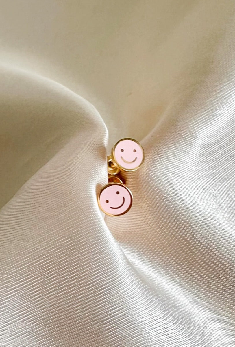 Selena Smiley Studs | 18K Gold Plated | Pink