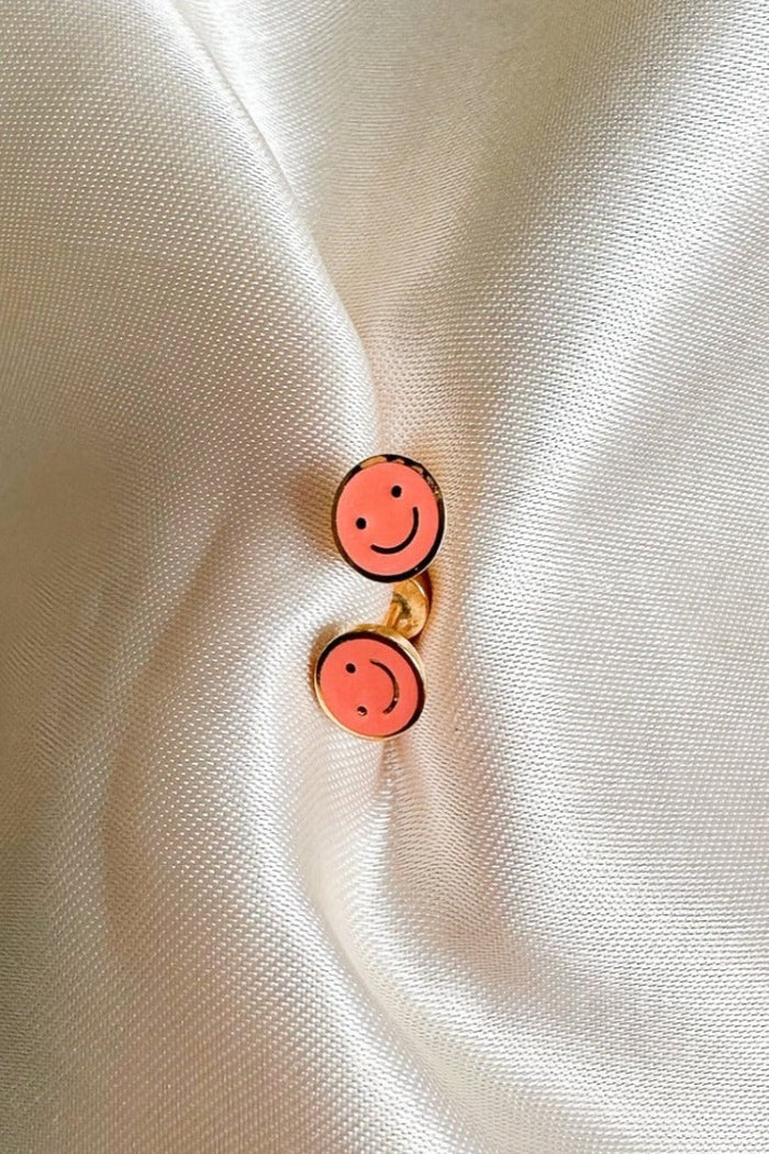 Selena Smiley Studs | 18 Gold Plated | Coral