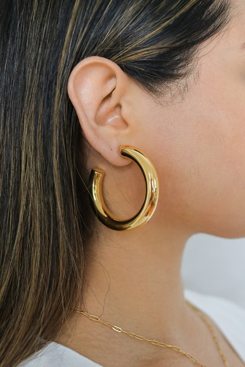 Ariana Hoops | Large | 18K Gold Plated