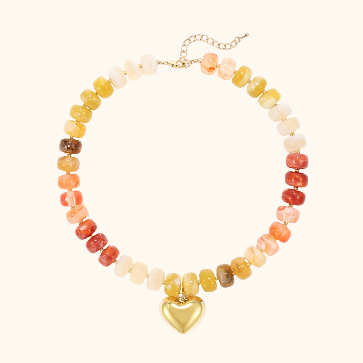 Sunset Heart Bead Necklace