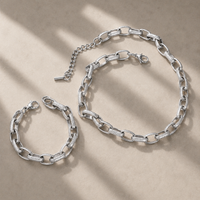 Avery Textured Link Necklace | Silver