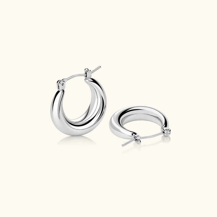 Mini Luna Crescent Hoops | Silver