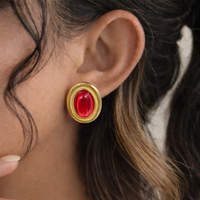 Holly Red Oval Earrings