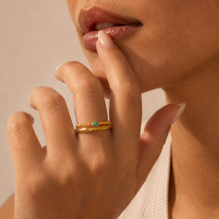 Palma Turquoise Stacked Ring | Adjustable