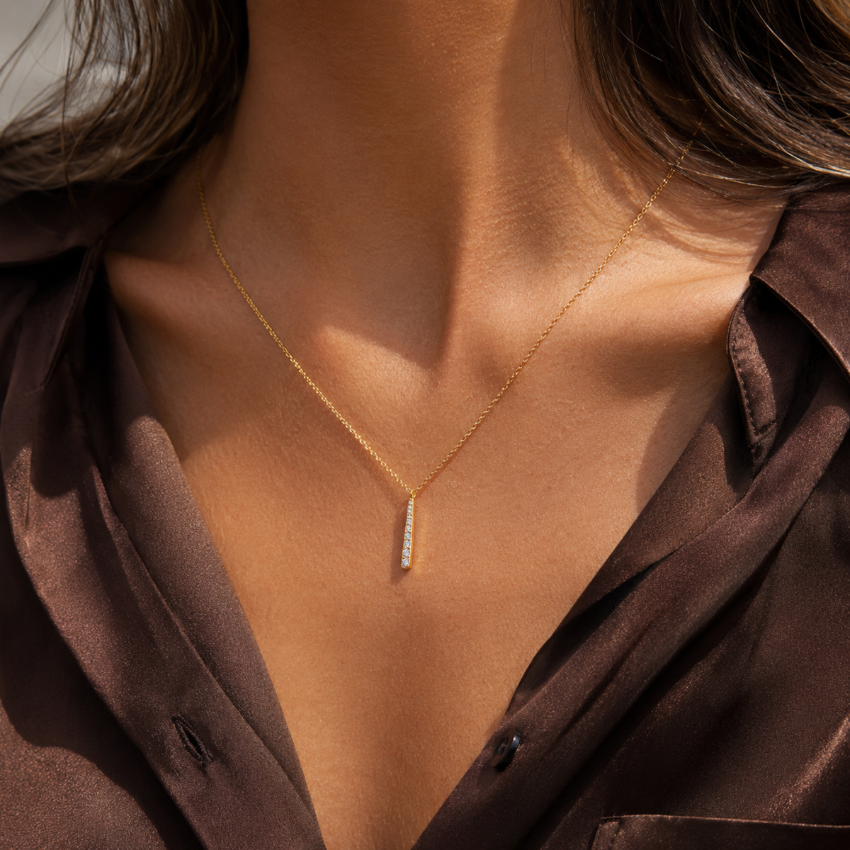 Amelie CZ Bar Necklace
