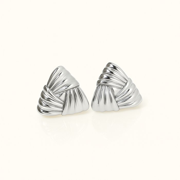 Natalie Triangle Textured Earrings - Silver