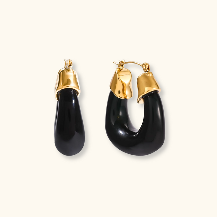 Lena Black Hoop Earrings