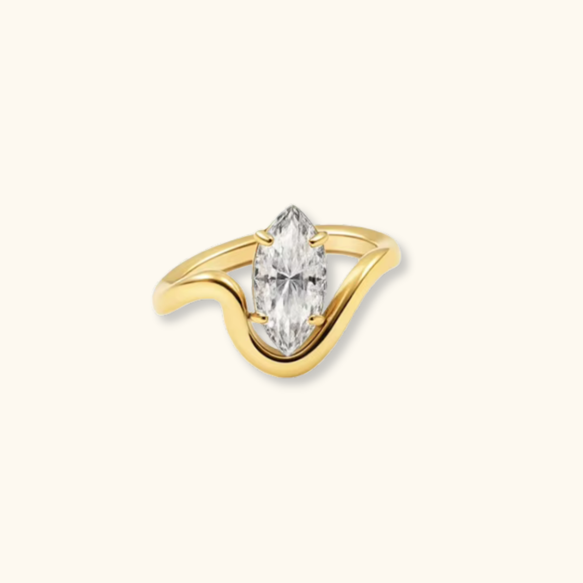 Oval CZ Wavy Ring