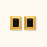 Thalia Rectangle Black Earrings