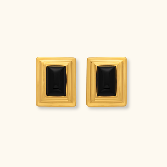 Thalia Rectangle Black Earrings