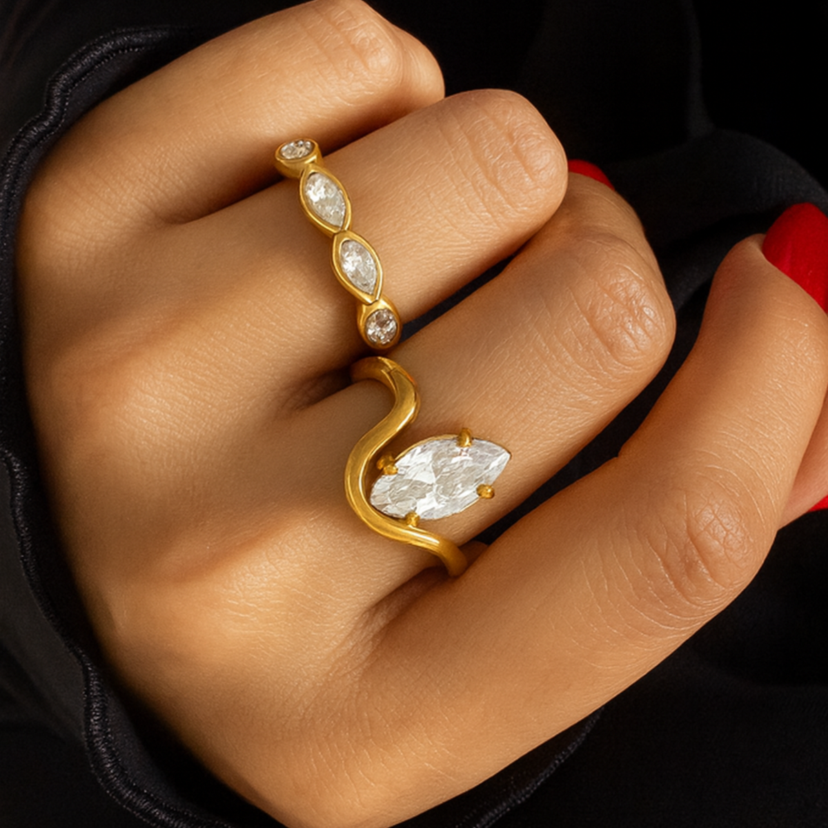 Aria Oval Wavy CZ Ring