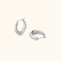 Mini Luna Crescent Hoops | Silver