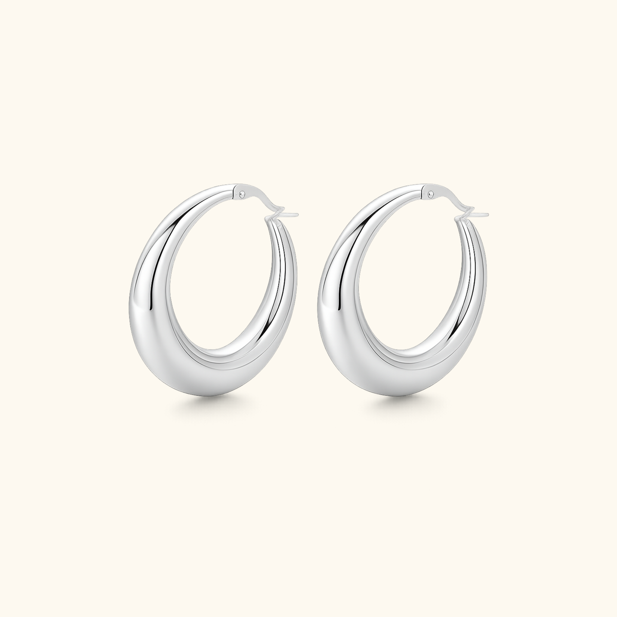 Luna Crescent Hoops | Silver