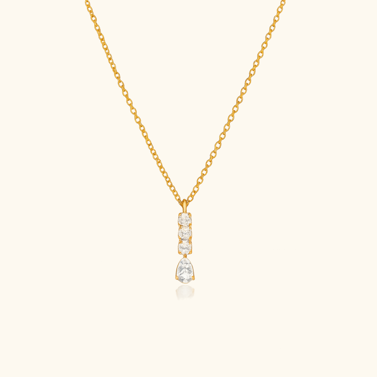 Lila Pear CZ Drop Necklace