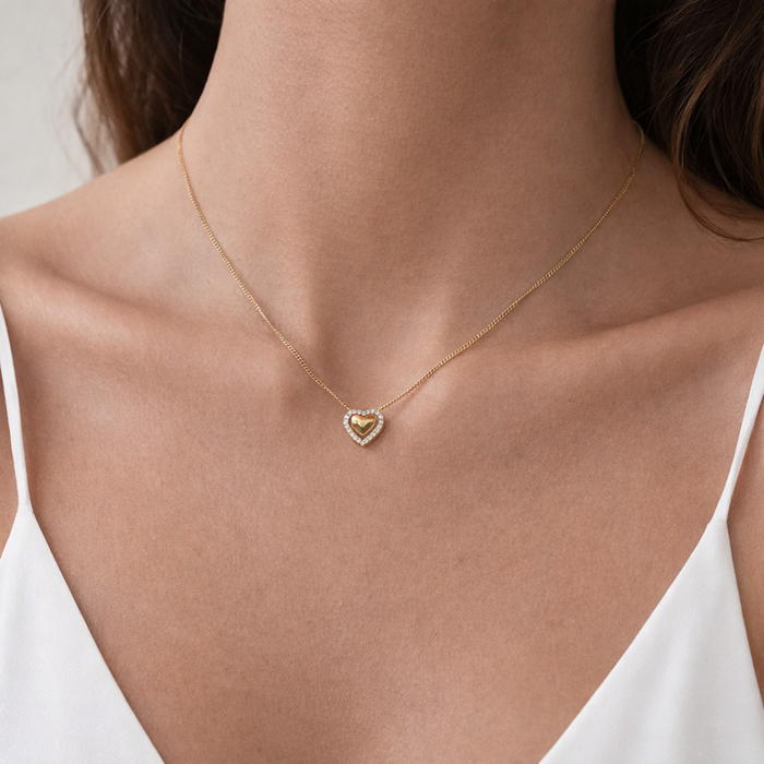 Isabella CZ Halo Heart Necklace