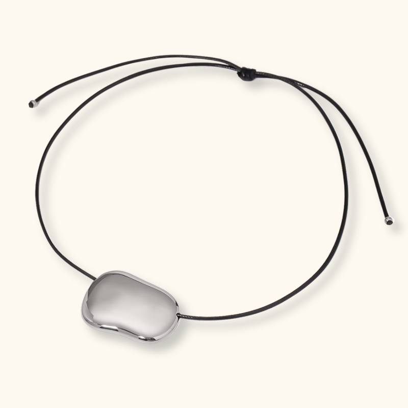 Adjustable Large Pebble Necklace | Silver