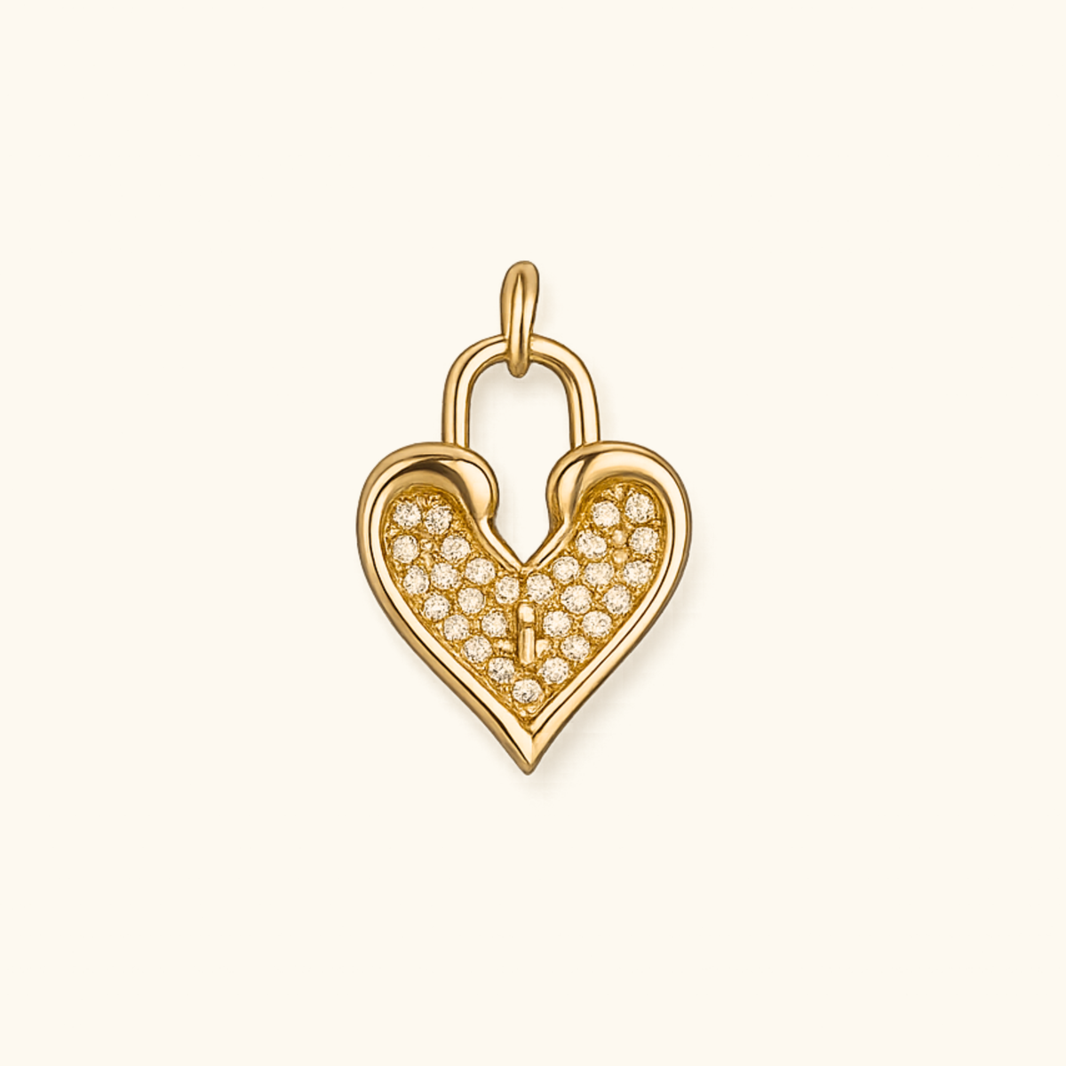 CZ Heart Lock Charm