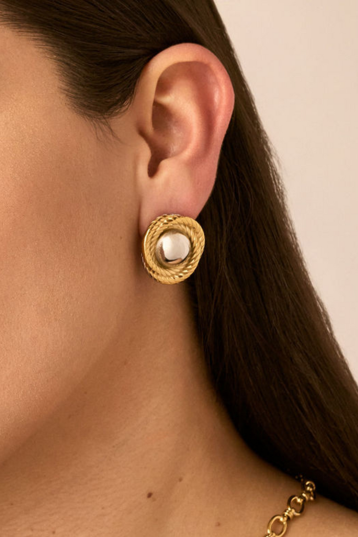 Hazel Mixed Metal Round Earrings