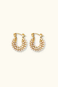 Sophia Mini Pearl Hoops | 18K Gold Plated