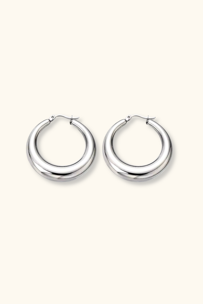 Luna Crescent Hoops | Silver