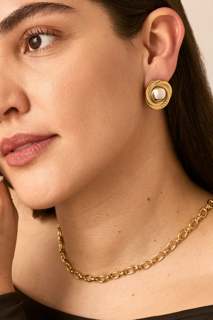 Hazel Mixed Metal Round Earrings